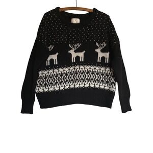Ruby Moon Womens L Reindeer Fair Isle‎ Knit Sweater Cozy Winter Holiday Wool